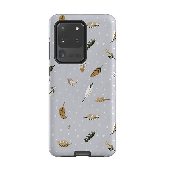 Samsung phone case-Feathers Fly By Sarah Campbell-Product Details Raised bevel to protect screen from scratches. Impact resistant polycarbonate shell and shock absorbing inner TPU liner. Secure fit with design wrapping around side of the case and full access to ports. Compatible with Qi-standard wireless charging. Thickness 1/8 inch (3mm), weight 30g. Compatibility See drop down menu for options, please select the right case as we print to order.-Stringberry