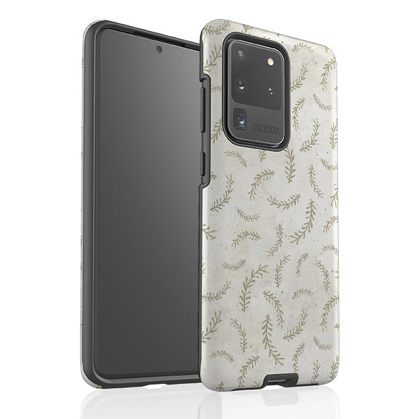 Samsung phone case-Feathers Grey By Katherine Quinn-Product Details Raised bevel to protect screen from scratches. Impact resistant polycarbonate shell and shock absorbing inner TPU liner. Secure fit with design wrapping around side of the case and full access to ports. Compatible with Qi-standard wireless charging. Thickness 1/8 inch (3mm), weight 30g. Compatibility See drop down menu for options, please select the right case as we print to order.-Stringberry
