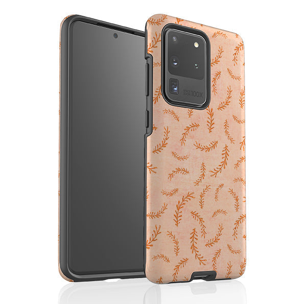 Samsung phone case-Feathers Pink By Katherine Quinn-Product Details Raised bevel to protect screen from scratches. Impact resistant polycarbonate shell and shock absorbing inner TPU liner. Secure fit with design wrapping around side of the case and full access to ports. Compatible with Qi-standard wireless charging. Thickness 1/8 inch (3mm), weight 30g. Compatibility See drop down menu for options, please select the right case as we print to order.-Stringberry