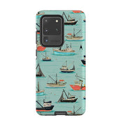 Samsung phone case-Fishing Boats By Katherine Quinn-Product Details Raised bevel to protect screen from scratches. Impact resistant polycarbonate shell and shock absorbing inner TPU liner. Secure fit with design wrapping around side of the case and full access to ports. Compatible with Qi-standard wireless charging. Thickness 1/8 inch (3mm), weight 30g. Compatibility See drop down menu for options, please select the right case as we print to order.-Stringberry