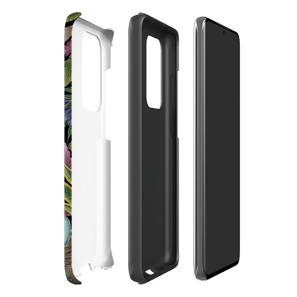 Samsung phone case-Flamingo By Catherine Rowe-Product Details Raised bevel to protect screen from scratches. Impact resistant polycarbonate shell and shock absorbing inner TPU liner. Secure fit with design wrapping around side of the case and full access to ports. Compatible with Qi-standard wireless charging. Thickness 1/8 inch (3mm), weight 30g. Compatibility See drop down menu for options, please select the right case as we print to order.-Stringberry
