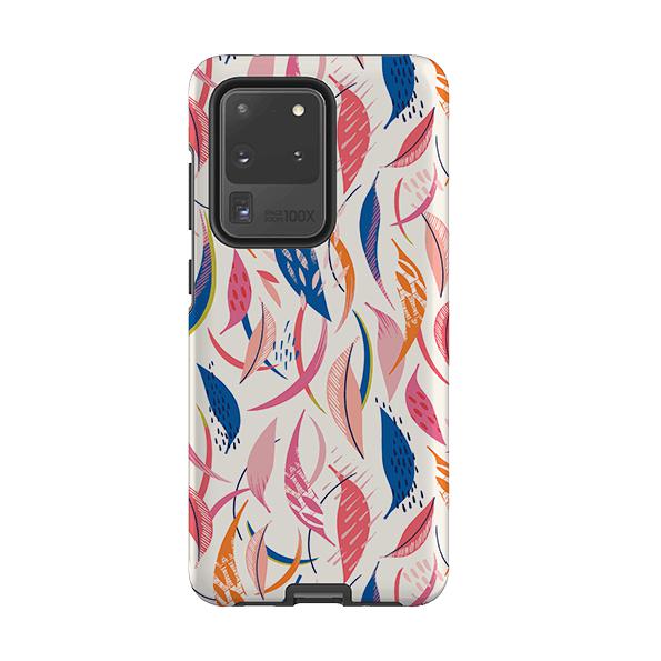 Samsung phone case-Flamingo Feathers By Ali Brookes-Product Details Raised bevel to protect screen from scratches. Impact resistant polycarbonate shell and shock absorbing inner TPU liner. Secure fit with design wrapping around side of the case and full access to ports. Compatible with Qi-standard wireless charging. Thickness 1/8 inch (3mm), weight 30g. Compatibility See drop down menu for options, please select the right case as we print to order.-Stringberry