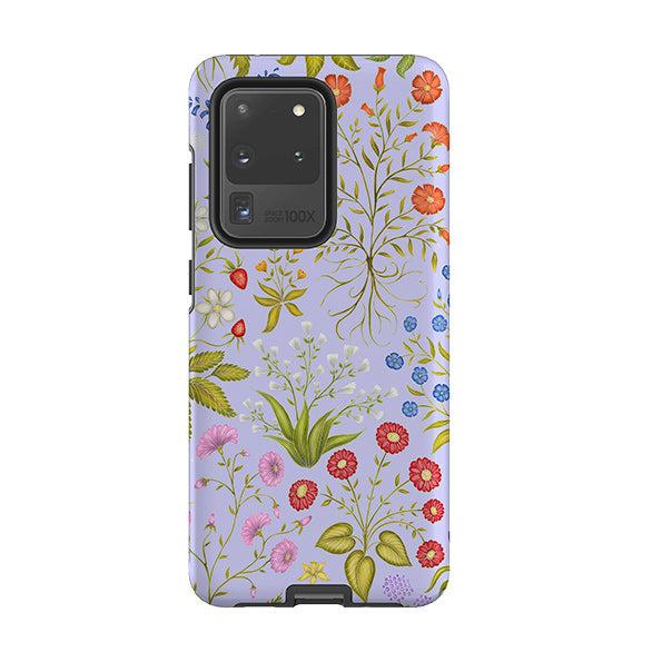 Samsung phone case-Fleurs Blue By Catherine Rowe-Product Details Raised bevel to protect screen from scratches. Impact resistant polycarbonate shell and shock absorbing inner TPU liner. Secure fit with design wrapping around side of the case and full access to ports. Compatible with Qi-standard wireless charging. Thickness 1/8 inch (3mm), weight 30g. Compatibility See drop down menu for options, please select the right case as we print to order.-Stringberry