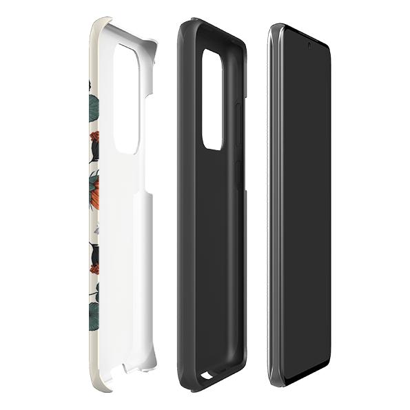 Samsung phone case-Floral Bees By Jade Mosinski-Product Details Raised bevel to protect screen from scratches. Impact resistant polycarbonate shell and shock absorbing inner TPU liner. Secure fit with design wrapping around side of the case and full access to ports. Compatible with Qi-standard wireless charging. Thickness 1/8 inch (3mm), weight 30g. Compatibility See drop down menu for options, please select the right case as we print to order.-Stringberry