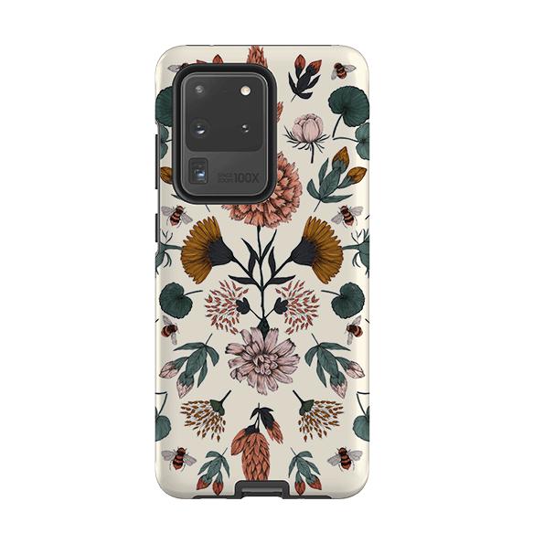 Samsung phone case-Floral Bees By Jade Mosinski-Product Details Raised bevel to protect screen from scratches. Impact resistant polycarbonate shell and shock absorbing inner TPU liner. Secure fit with design wrapping around side of the case and full access to ports. Compatible with Qi-standard wireless charging. Thickness 1/8 inch (3mm), weight 30g. Compatibility See drop down menu for options, please select the right case as we print to order.-Stringberry