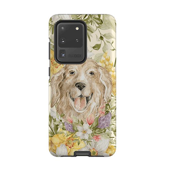 Samsung phone case-Floral Dog-Product Details Raised bevel to protect screen from scratches. Impact resistant polycarbonate shell and shock absorbing inner TPU liner. Secure fit with design wrapping around side of the case and full access to ports. Compatible with Qi-standard wireless charging. Thickness 1/8 inch (3mm), weight 30g. Compatibility See drop down menu for options, please select the right case as we print to order.-Stringberry
