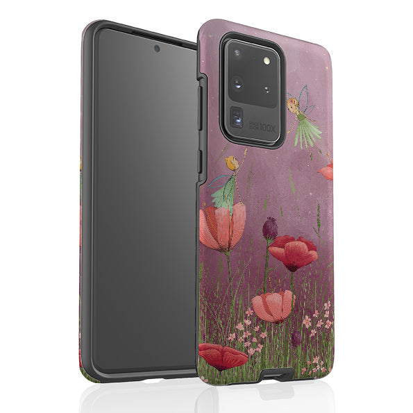 Samsung phone case-Flower Fairies By Maja Lindberg-Product Details Raised bevel to protect screen from scratches. Impact resistant polycarbonate shell and shock absorbing inner TPU liner. Secure fit with design wrapping around side of the case and full access to ports. Compatible with Qi-standard wireless charging. Thickness 1/8 inch (3mm), weight 30g. Compatibility See drop down menu for options, please select the right case as we print to order.-Stringberry
