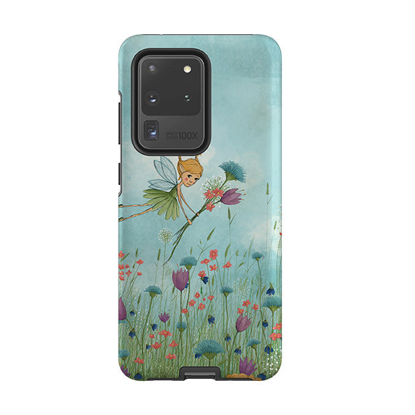 Samsung phone case-Flower Fairy By Maja Lindberg-Product Details Raised bevel to protect screen from scratches. Impact resistant polycarbonate shell and shock absorbing inner TPU liner. Secure fit with design wrapping around side of the case and full access to ports. Compatible with Qi-standard wireless charging. Thickness 1/8 inch (3mm), weight 30g. Compatibility See drop down menu for options, please select the right case as we print to order.-Stringberry