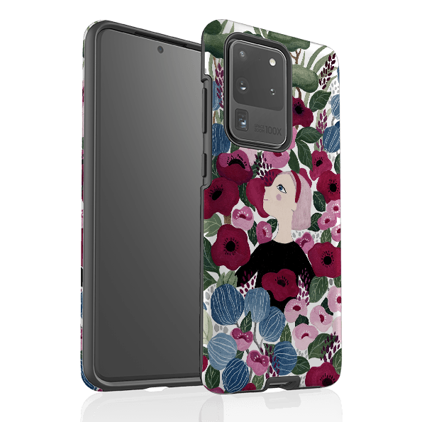 Samsung phone case-Flower Garden By Bex Parkin-Product Details Raised bevel to protect screen from scratches. Impact resistant polycarbonate shell and shock absorbing inner TPU liner. Secure fit with design wrapping around side of the case and full access to ports. Compatible with Qi-standard wireless charging. Thickness 1/8 inch (3mm), weight 30g. Compatibility See drop down menu for options, please select the right case as we print to order.-Stringberry