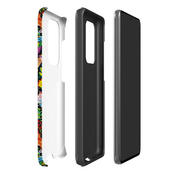 Samsung phone case-Folk Birds By Sarah Campbell-Product Details Raised bevel to protect screen from scratches. Impact resistant polycarbonate shell and shock absorbing inner TPU liner. Secure fit with design wrapping around side of the case and full access to ports. Compatible with Qi-standard wireless charging. Thickness 1/8 inch (3mm), weight 30g. Compatibility See drop down menu for options, please select the right case as we print to order.-Stringberry