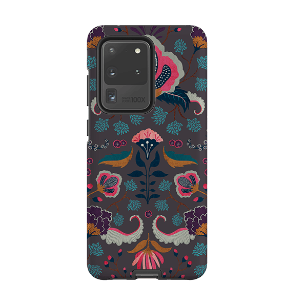 Samsung phone case-Folk Floral By Katherine Quinn-Product Details Raised bevel to protect screen from scratches. Impact resistant polycarbonate shell and shock absorbing inner TPU liner. Secure fit with design wrapping around side of the case and full access to ports. Compatible with Qi-standard wireless charging. Thickness 1/8 inch (3mm), weight 30g. Compatibility See drop down menu for options, please select the right case as we print to order.-Stringberry