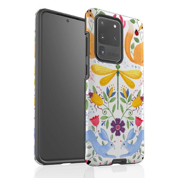 Samsung phone case-Folk Garden By Bex Parkin-Product Details Raised bevel to protect screen from scratches. Impact resistant polycarbonate shell and shock absorbing inner TPU liner. Secure fit with design wrapping around side of the case and full access to ports. Compatible with Qi-standard wireless charging. Thickness 1/8 inch (3mm), weight 30g. Compatibility See drop down menu for options, please select the right case as we print to order.-Stringberry