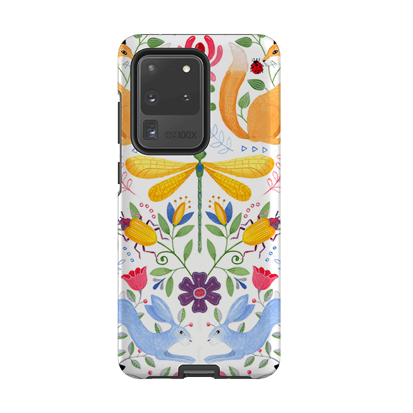 Samsung phone case-Folk Garden By Bex Parkin-Product Details Raised bevel to protect screen from scratches. Impact resistant polycarbonate shell and shock absorbing inner TPU liner. Secure fit with design wrapping around side of the case and full access to ports. Compatible with Qi-standard wireless charging. Thickness 1/8 inch (3mm), weight 30g. Compatibility See drop down menu for options, please select the right case as we print to order.-Stringberry