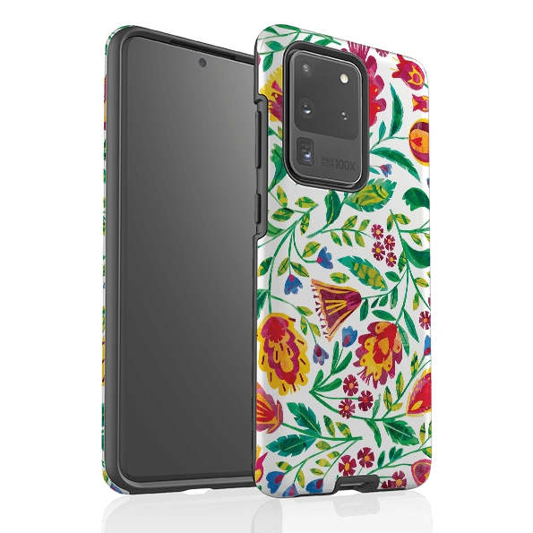 Samsung phone case-Folk Pattern By Tracey English-Product Details Raised bevel to protect screen from scratches. Impact resistant polycarbonate shell and shock absorbing inner TPU liner. Secure fit with design wrapping around side of the case and full access to ports. Compatible with Qi-standard wireless charging. Thickness 1/8 inch (3mm), weight 30g. Compatibility See drop down menu for options, please select the right case as we print to order.-Stringberry