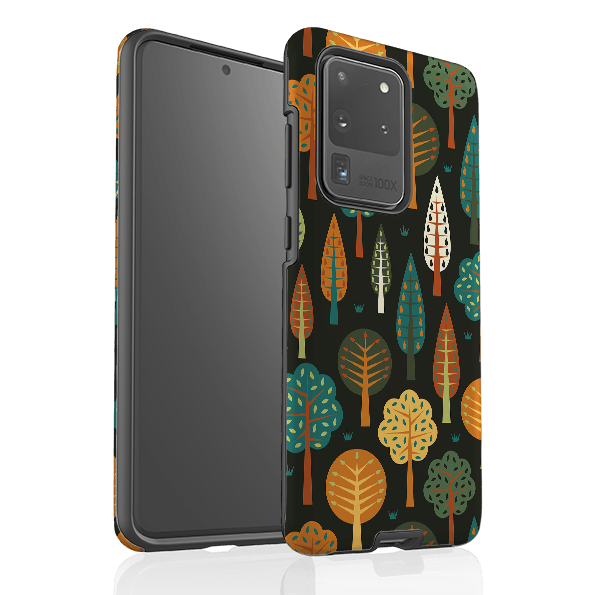 Samsung phone case-Forest Midnight By Suzy Taylor-Product Details Raised bevel to protect screen from scratches. Impact resistant polycarbonate shell and shock absorbing inner TPU liner. Secure fit with design wrapping around side of the case and full access to ports. Compatible with Qi-standard wireless charging. Thickness 1/8 inch (3mm), weight 30g. Compatibility See drop down menu for options, please select the right case as we print to order.-Stringberry