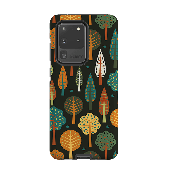 Samsung phone case-Forest Midnight By Suzy Taylor-Product Details Raised bevel to protect screen from scratches. Impact resistant polycarbonate shell and shock absorbing inner TPU liner. Secure fit with design wrapping around side of the case and full access to ports. Compatible with Qi-standard wireless charging. Thickness 1/8 inch (3mm), weight 30g. Compatibility See drop down menu for options, please select the right case as we print to order.-Stringberry