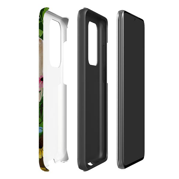Samsung phone case-Fox And Foxgloves By Bex Parkin-Product Details Raised bevel to protect screen from scratches. Impact resistant polycarbonate shell and shock absorbing inner TPU liner. Secure fit with design wrapping around side of the case and full access to ports. Compatible with Qi-standard wireless charging. Thickness 1/8 inch (3mm), weight 30g. Compatibility See drop down menu for options, please select the right case as we print to order.-Stringberry