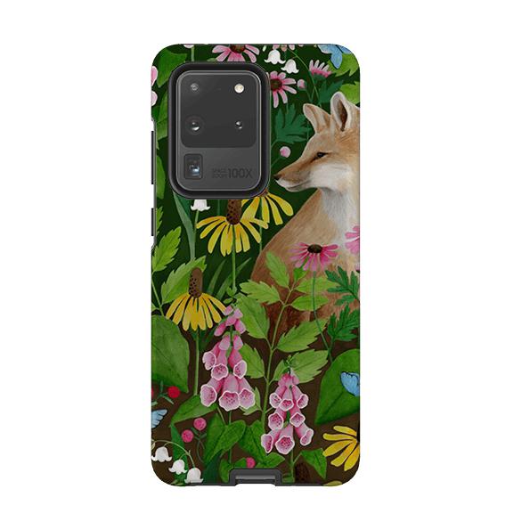 Samsung phone case-Fox And Foxgloves By Bex Parkin-Product Details Raised bevel to protect screen from scratches. Impact resistant polycarbonate shell and shock absorbing inner TPU liner. Secure fit with design wrapping around side of the case and full access to ports. Compatible with Qi-standard wireless charging. Thickness 1/8 inch (3mm), weight 30g. Compatibility See drop down menu for options, please select the right case as we print to order.-Stringberry