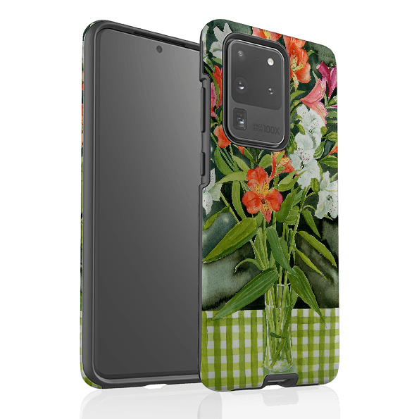 Samsung phone case-Fresias By Mary Stubberfield-Product Details Raised bevel to protect screen from scratches. Impact resistant polycarbonate shell and shock absorbing inner TPU liner. Secure fit with design wrapping around side of the case and full access to ports. Compatible with Qi-standard wireless charging. Thickness 1/8 inch (3mm), weight 30g. Compatibility See drop down menu for options, please select the right case as we print to order.-Stringberry