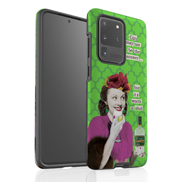 Samsung phone case-Gin By Clare Jordan-Product Details Raised bevel to protect screen from scratches. Impact resistant polycarbonate shell and shock absorbing inner TPU liner. Secure fit with design wrapping around side of the case and full access to ports. Compatible with Qi-standard wireless charging. Thickness 1/8 inch (3mm), weight 30g. Compatibility See drop down menu for options, please select the right case as we print to order.-Stringberry