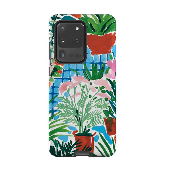 Samsung phone case-Glasshouse Gardener By Sarah Campbell-Product Details Raised bevel to protect screen from scratches. Impact resistant polycarbonate shell and shock absorbing inner TPU liner. Secure fit with design wrapping around side of the case and full access to ports. Compatible with Qi-standard wireless charging. Thickness 1/8 inch (3mm), weight 30g. Compatibility See drop down menu for options, please select the right case as we print to order.-Stringberry