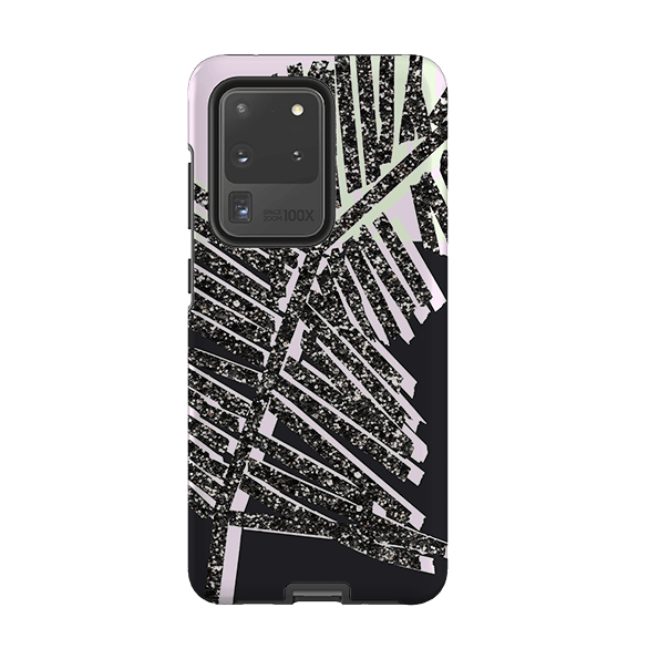 Samsung phone case-Glitter Palm By Kitty Joseph-Product Details Raised bevel to protect screen from scratches. Impact resistant polycarbonate shell and shock absorbing inner TPU liner. Secure fit with design wrapping around side of the case and full access to ports. Compatible with Qi-standard wireless charging. Thickness 1/8 inch (3mm), weight 30g. Compatibility See drop down menu for options, please select the right case as we print to order.-Stringberry