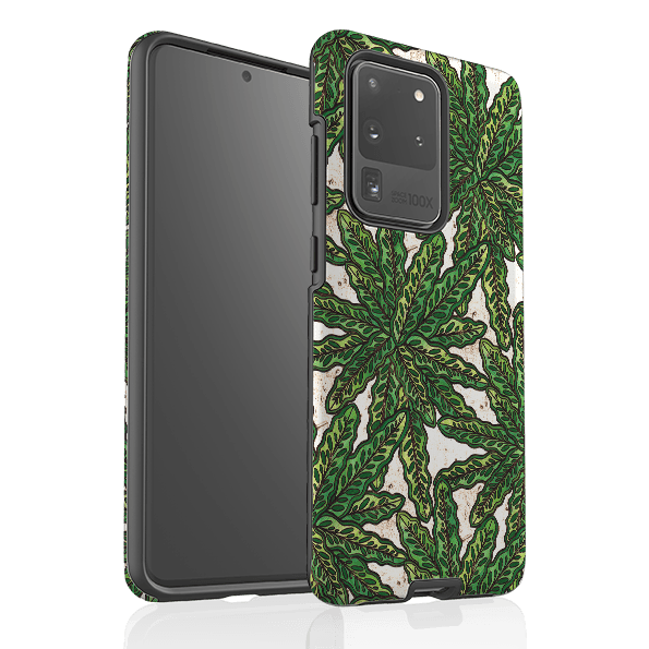 Samsung phone case-Green Floral By Amelia Bowman-Product Details Raised bevel to protect screen from scratches. Impact resistant polycarbonate shell and shock absorbing inner TPU liner. Secure fit with design wrapping around side of the case and full access to ports. Compatible with Qi-standard wireless charging. Thickness 1/8 inch (3mm), weight 30g. Compatibility See drop down menu for options, please select the right case as we print to order.-Stringberry