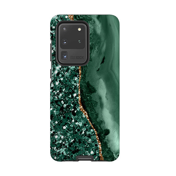 Samsung phone case-Green Shade (case does not glitter)-Product Details Raised bevel to protect screen from scratches. Impact resistant polycarbonate shell and shock absorbing inner TPU liner. Secure fit with design wrapping around side of the case and full access to ports. Compatible with Qi-standard wireless charging. Thickness 1/8 inch (3mm), weight 30g. Compatibility See drop down menu for options, please select the right case as we print to order.-Stringberry