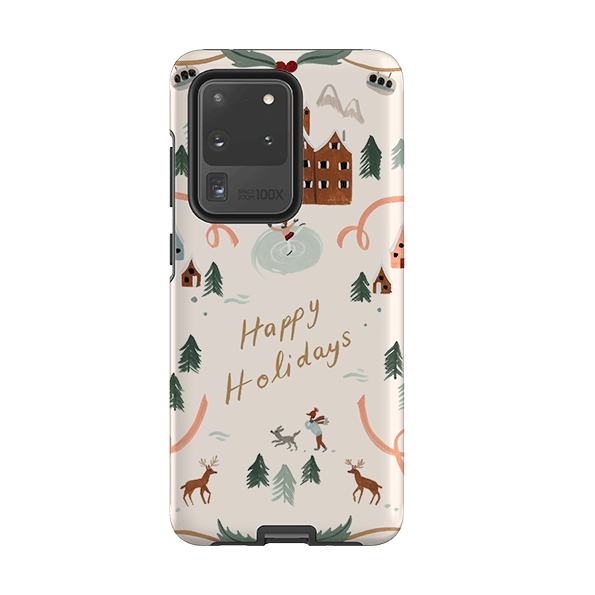 Samsung phone case-Happy Holidays By Bex Parkin-Product Details Raised bevel to protect screen from scratches. Impact resistant polycarbonate shell and shock absorbing inner TPU liner. Secure fit with design wrapping around side of the case and full access to ports. Compatible with Qi-standard wireless charging. Thickness 1/8 inch (3mm), weight 30g. Compatibility See drop down menu for options, please select the right case as we print to order.-Stringberry