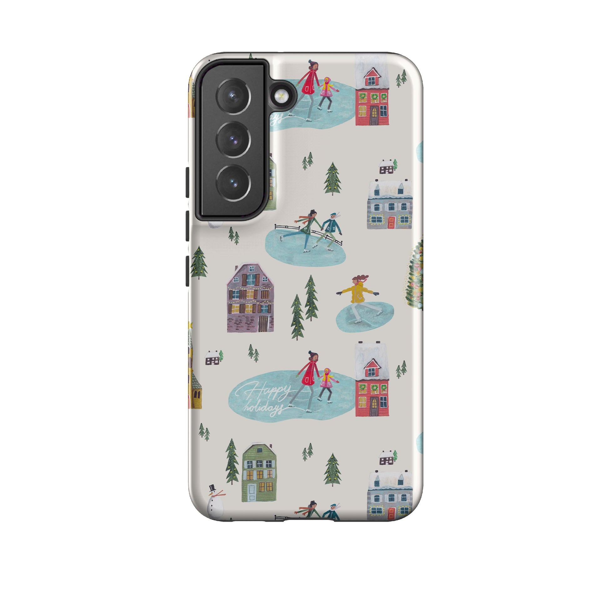 Samsung phone case-Happy Holidays By Caroline Bonne Muller-Product Details Raised bevel to protect screen from scratches. Impact resistant polycarbonate shell and shock absorbing inner TPU liner. Secure fit with design wrapping around side of the case and full access to ports. Compatible with Qi-standard wireless charging. Thickness 1/8 inch (3mm), weight 30g. Compatibility See drop down menu for options, please select the right case as we print to order.-Stringberry