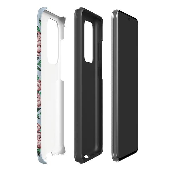 Samsung phone case-Hare And Peonies By Catherine Rowe-Product Details Raised bevel to protect screen from scratches. Impact resistant polycarbonate shell and shock absorbing inner TPU liner. Secure fit with design wrapping around side of the case and full access to ports. Compatible with Qi-standard wireless charging. Thickness 1/8 inch (3mm), weight 30g. Compatibility See drop down menu for options, please select the right case as we print to order.-Stringberry