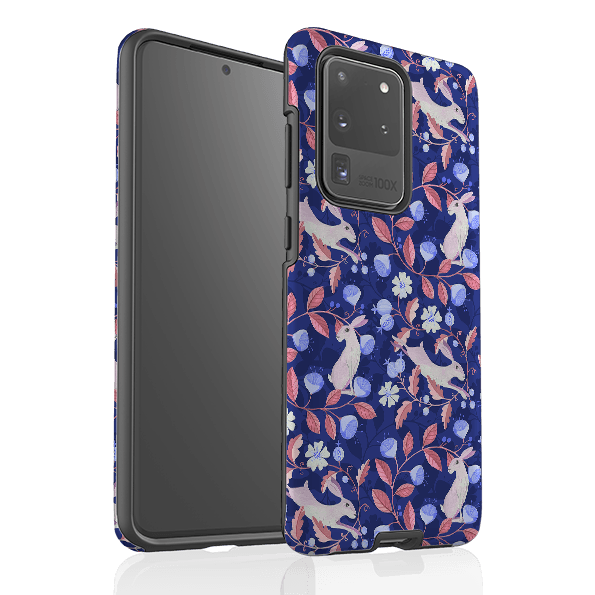 Samsung phone case-Hare Pattern By Bex Parkin-Product Details Raised bevel to protect screen from scratches. Impact resistant polycarbonate shell and shock absorbing inner TPU liner. Secure fit with design wrapping around side of the case and full access to ports. Compatible with Qi-standard wireless charging. Thickness 1/8 inch (3mm), weight 30g. Compatibility See drop down menu for options, please select the right case as we print to order.-Stringberry