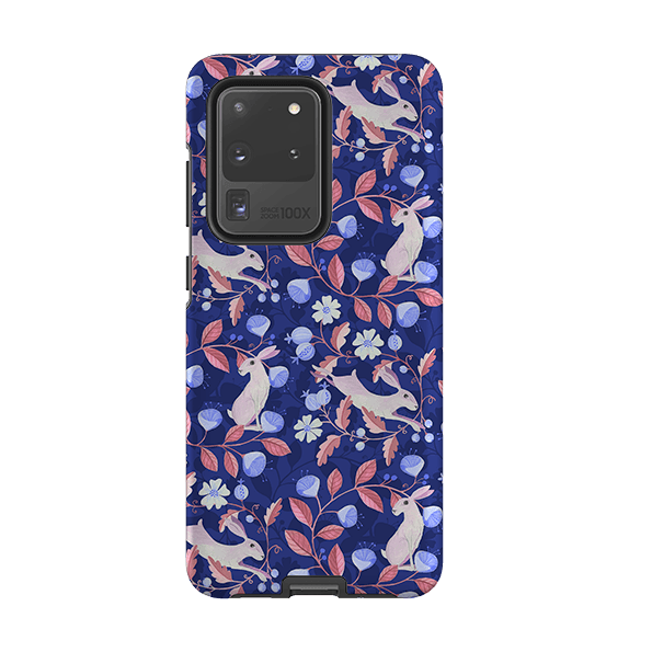Samsung phone case-Hare Pattern By Bex Parkin-Product Details Raised bevel to protect screen from scratches. Impact resistant polycarbonate shell and shock absorbing inner TPU liner. Secure fit with design wrapping around side of the case and full access to ports. Compatible with Qi-standard wireless charging. Thickness 1/8 inch (3mm), weight 30g. Compatibility See drop down menu for options, please select the right case as we print to order.-Stringberry