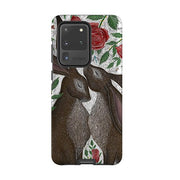 Samsung phone case-Hares And Red Roses By Catherine Rowe-Product Details Raised bevel to protect screen from scratches. Impact resistant polycarbonate shell and shock absorbing inner TPU liner. Secure fit with design wrapping around side of the case and full access to ports. Compatible with Qi-standard wireless charging. Thickness 1/8 inch (3mm), weight 30g. Compatibility See drop down menu for options, please select the right case as we print to order.-Stringberry