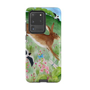 Samsung phone case-Hares And Swallows By Bex Parkin-Product Details Raised bevel to protect screen from scratches. Impact resistant polycarbonate shell and shock absorbing inner TPU liner. Secure fit with design wrapping around side of the case and full access to ports. Compatible with Qi-standard wireless charging. Thickness 1/8 inch (3mm), weight 30g. Compatibility See drop down menu for options, please select the right case as we print to order.-Stringberry