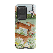 Samsung phone case-Hares By Bex Parkin-Product Details Raised bevel to protect screen from scratches. Impact resistant polycarbonate shell and shock absorbing inner TPU liner. Secure fit with design wrapping around side of the case and full access to ports. Compatible with Qi-standard wireless charging. Thickness 1/8 inch (3mm), weight 30g. Compatibility See drop down menu for options, please select the right case as we print to order.-Stringberry