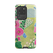 Samsung phone case-Hollyhocks By Liane Payne-Product Details Raised bevel to protect screen from scratches. Impact resistant polycarbonate shell and shock absorbing inner TPU liner. Secure fit with design wrapping around side of the case and full access to ports. Compatible with Qi-standard wireless charging. Thickness 1/8 inch (3mm), weight 30g. Compatibility See drop down menu for options, please select the right case as we print to order.-Stringberry