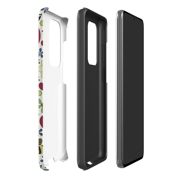Samsung phone case-Honey Bees By Suzy Taylor-Product Details Raised bevel to protect screen from scratches. Impact resistant polycarbonate shell and shock absorbing inner TPU liner. Secure fit with design wrapping around side of the case and full access to ports. Compatible with Qi-standard wireless charging. Thickness 1/8 inch (3mm), weight 30g. Compatibility See drop down menu for options, please select the right case as we print to order.-Stringberry