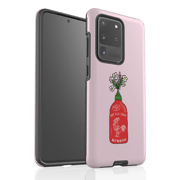 Samsung phone case-Hot Sauce-Product Details Raised bevel to protect screen from scratches. Impact resistant polycarbonate shell and shock absorbing inner TPU liner. Secure fit with design wrapping around side of the case and full access to ports. Compatible with Qi-standard wireless charging. Thickness 1/8 inch (3mm), weight 30g. Compatibility See drop down menu for options, please select the right case as we print to order.-Stringberry