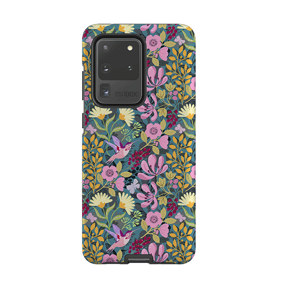 Samsung phone case-Hummingbird Pattern By Bex Parkin-Product Details Raised bevel to protect screen from scratches. Impact resistant polycarbonate shell and shock absorbing inner TPU liner. Secure fit with design wrapping around side of the case and full access to ports. Compatible with Qi-standard wireless charging. Thickness 1/8 inch (3mm), weight 30g. Compatibility See drop down menu for options, please select the right case as we print to order.-Stringberry