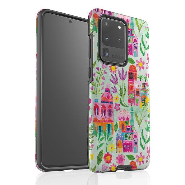 Samsung phone case-Indian Summer Pale By Tracey English-Product Details Raised bevel to protect screen from scratches. Impact resistant polycarbonate shell and shock absorbing inner TPU liner. Secure fit with design wrapping around side of the case and full access to ports. Compatible with Qi-standard wireless charging. Thickness 1/8 inch (3mm), weight 30g. Compatibility See drop down menu for options, please select the right case as we print to order.-Stringberry