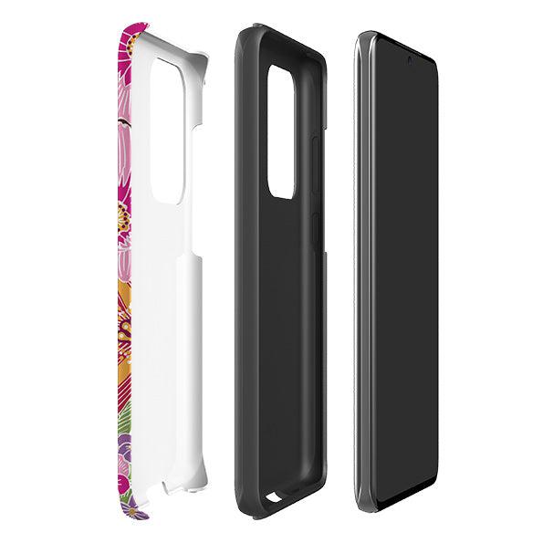 Samsung phone case-Jigsaw Floral 2 By kate Heiss-Product Details Raised bevel to protect screen from scratches. Impact resistant polycarbonate shell and shock absorbing inner TPU liner. Secure fit with design wrapping around side of the case and full access to ports. Compatible with Qi-standard wireless charging. Thickness 1/8 inch (3mm), weight 30g. Compatibility See drop down menu for options, please select the right case as we print to order.-Stringberry