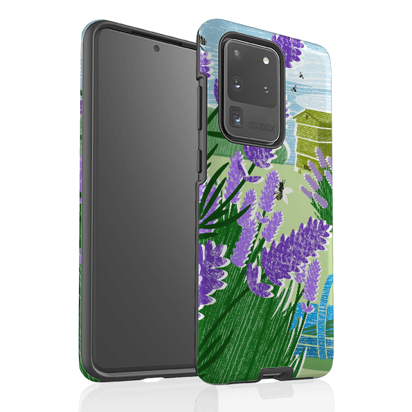 Samsung phone case-Lavender Garden By Liane Payne-Product Details Raised bevel to protect screen from scratches. Impact resistant polycarbonate shell and shock absorbing inner TPU liner. Secure fit with design wrapping around side of the case and full access to ports. Compatible with Qi-standard wireless charging. Thickness 1/8 inch (3mm), weight 30g. Compatibility See drop down menu for options, please select the right case as we print to order.-Stringberry
