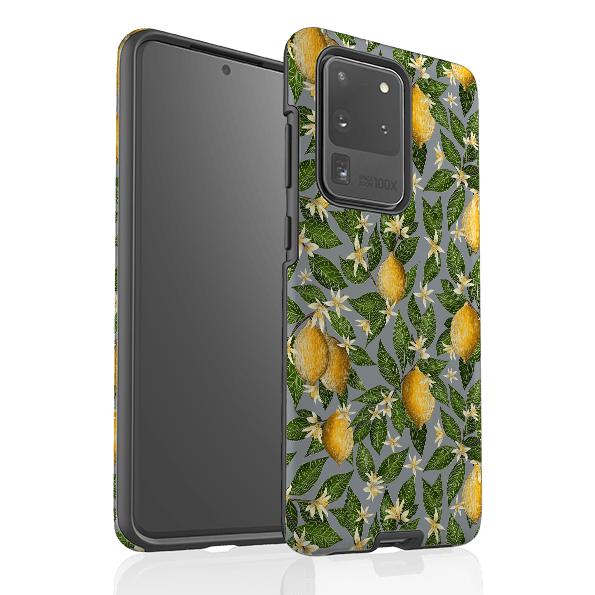 Samsung phone case-Lemons By Catherine Rowe-Product Details Raised bevel to protect screen from scratches. Impact resistant polycarbonate shell and shock absorbing inner TPU liner. Secure fit with design wrapping around side of the case and full access to ports. Compatible with Qi-standard wireless charging. Thickness 1/8 inch (3mm), weight 30g. Compatibility See drop down menu for options, please select the right case as we print to order.-Stringberry