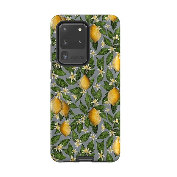Samsung phone case-Lemons By Catherine Rowe-Product Details Raised bevel to protect screen from scratches. Impact resistant polycarbonate shell and shock absorbing inner TPU liner. Secure fit with design wrapping around side of the case and full access to ports. Compatible with Qi-standard wireless charging. Thickness 1/8 inch (3mm), weight 30g. Compatibility See drop down menu for options, please select the right case as we print to order.-Stringberry