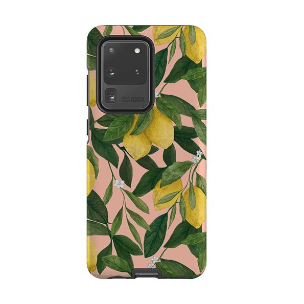 Samsung phone case-Lemons By Jade Mosinski-Product Details Raised bevel to protect screen from scratches. Impact resistant polycarbonate shell and shock absorbing inner TPU liner. Secure fit with design wrapping around side of the case and full access to ports. Compatible with Qi-standard wireless charging. Thickness 1/8 inch (3mm), weight 30g. Compatibility See drop down menu for options, please select the right case as we print to order.-Stringberry