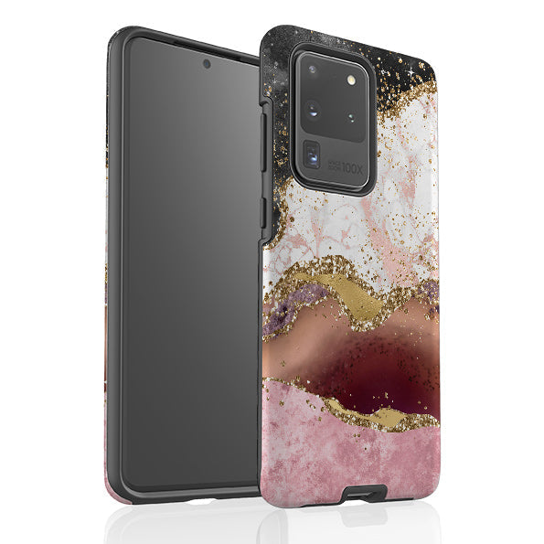Samsung phone case-Levante (case does not glitter)-Product Details Raised bevel to protect screen from scratches. Impact resistant polycarbonate shell and shock absorbing inner TPU liner. Secure fit with design wrapping around side of the case and full access to ports. Compatible with Qi-standard wireless charging. Thickness 1/8 inch (3mm), weight 30g. Compatibility See drop down menu for options, please select the right case as we print to order.-Stringberry