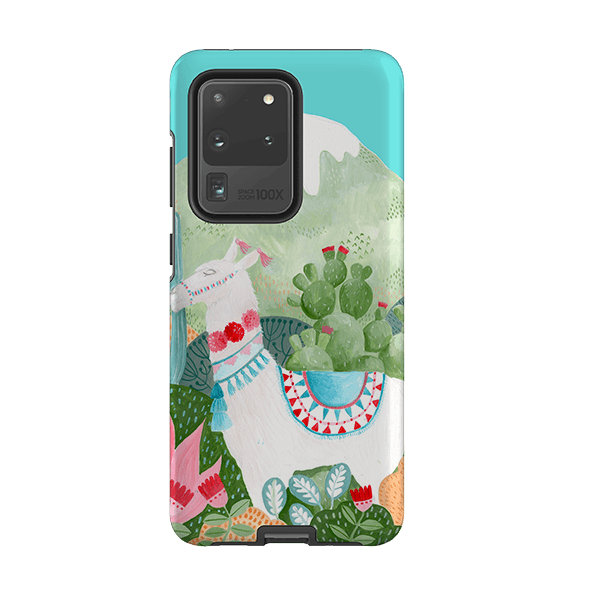 Samsung phone case-Llama By Bex Parkin-Product Details Raised bevel to protect screen from scratches. Impact resistant polycarbonate shell and shock absorbing inner TPU liner. Secure fit with design wrapping around side of the case and full access to ports. Compatible with Qi-standard wireless charging. Thickness 1/8 inch (3mm), weight 30g. Compatibility See drop down menu for options, please select the right case as we print to order.-Stringberry