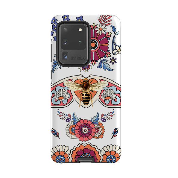 Samsung phone case-Love Bee Flower Power-Product Details Raised bevel to protect screen from scratches. Impact resistant polycarbonate shell and shock absorbing inner TPU liner. Secure fit with design wrapping around side of the case and full access to ports. Compatible with Qi-standard wireless charging. Thickness 1/8 inch (3mm), weight 30g. Compatibility See drop down menu for options, please select the right case as we print to order.-Stringberry