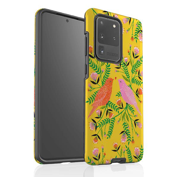 Samsung phone case-Love Birds By Lee Foster Wilson-Product Details Raised bevel to protect screen from scratches. Impact resistant polycarbonate shell and shock absorbing inner TPU liner. Secure fit with design wrapping around side of the case and full access to ports. Compatible with Qi-standard wireless charging. Thickness 1/8 inch (3mm), weight 30g. Compatibility See drop down menu for options, please select the right case as we print to order.-Stringberry